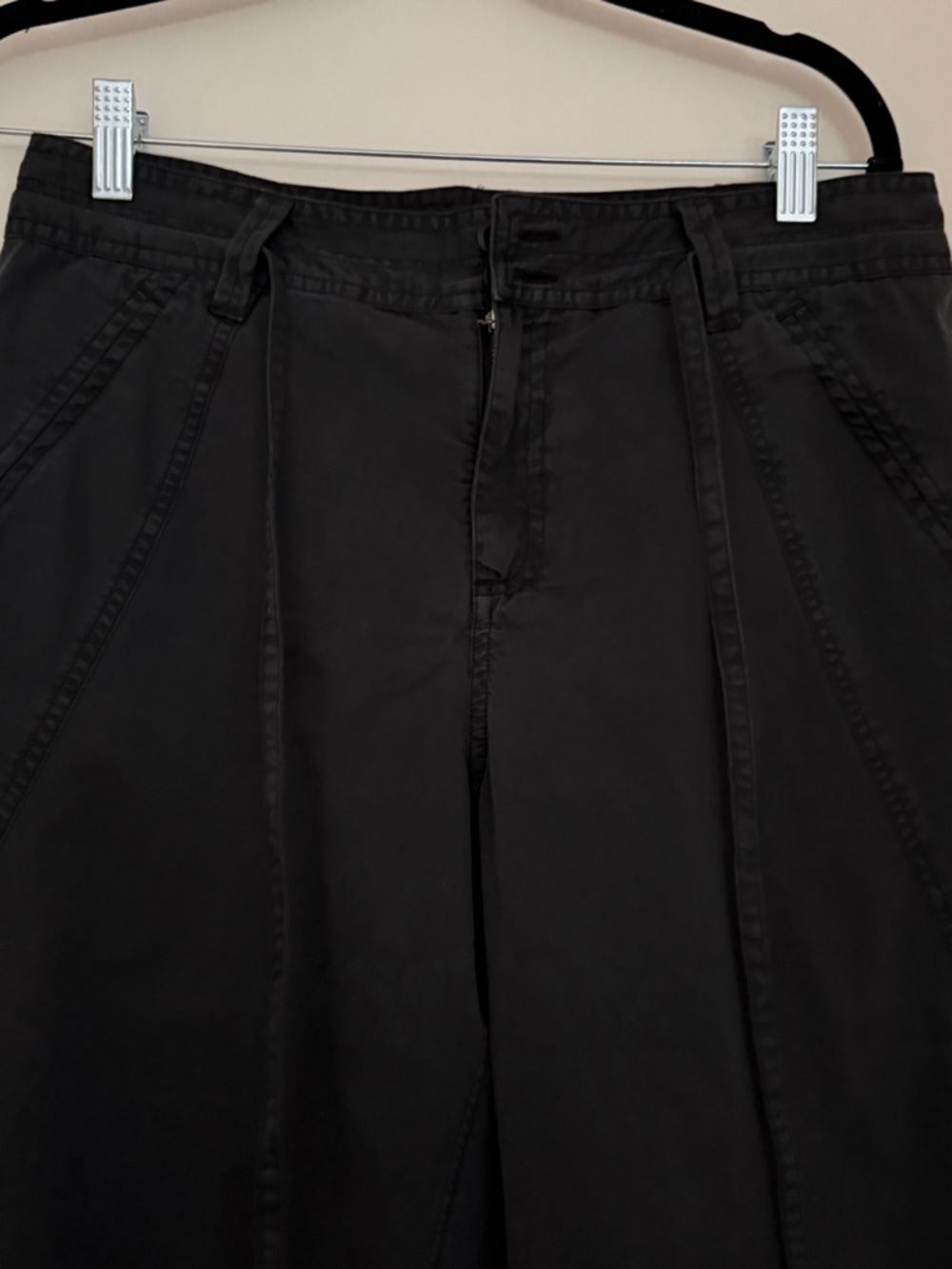 Free People Black Cropped Wide-Leg Pants